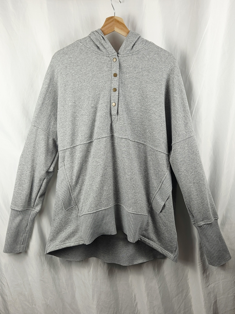 Unbranded Light Gray Hooded Pullover Sweater Kangaroo Pockets Size XL